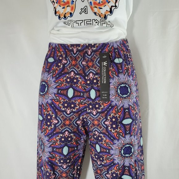 Printed Brushed Leggings - Dimension Zone - Purple - Picture 3 of 8